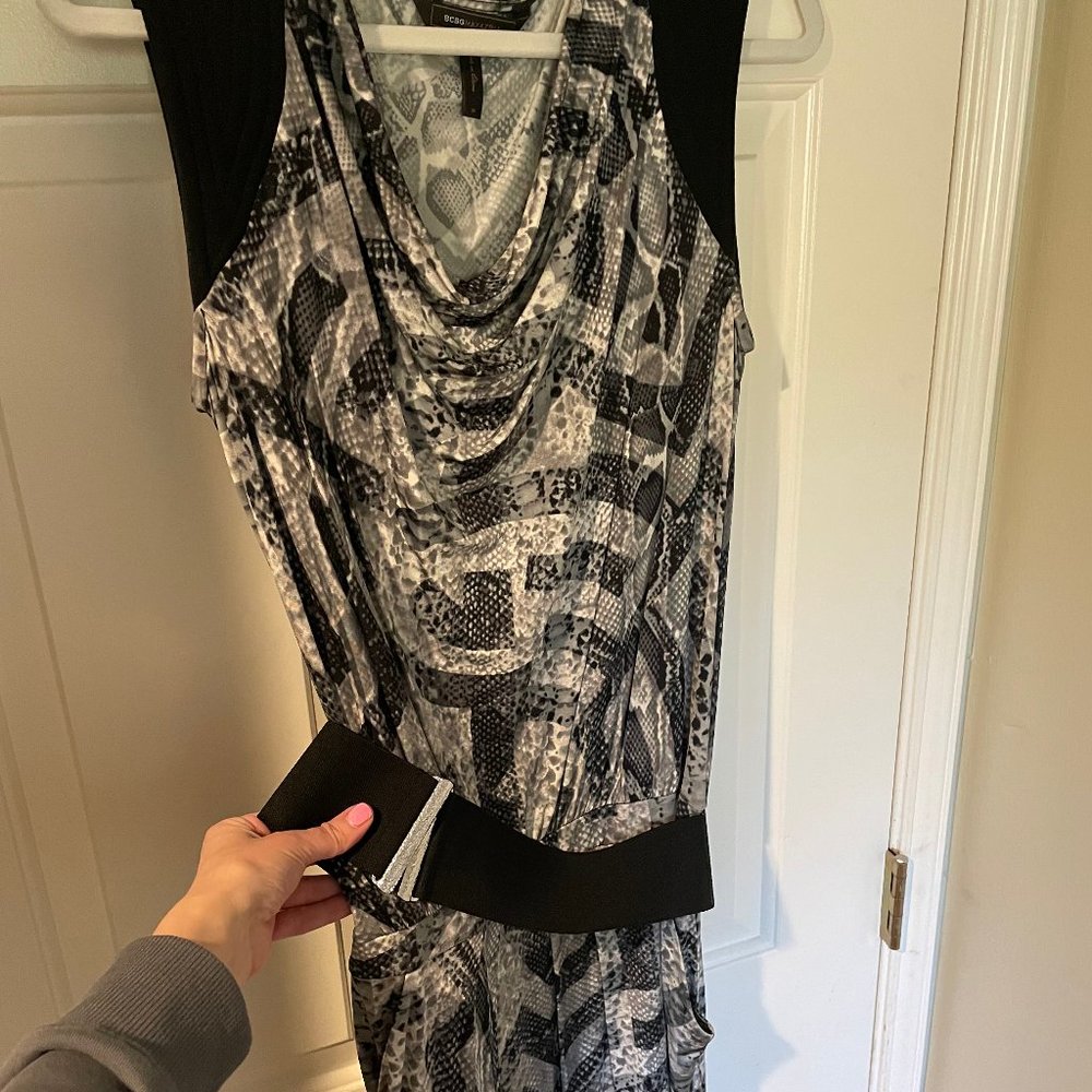 BCBG Snakeskin patterned with belt and pockets dress